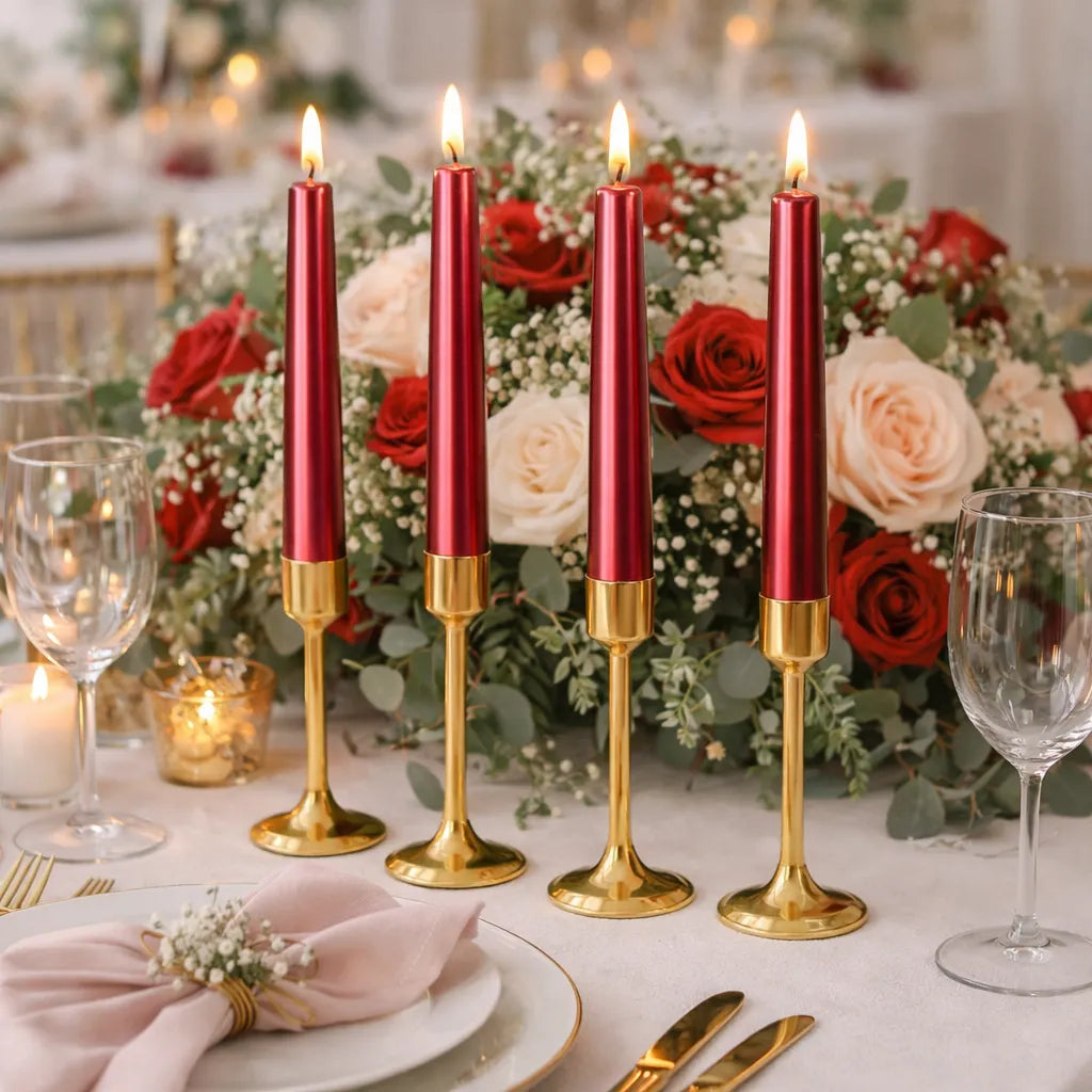 Bougies Décoratives Rouges Métallisées
