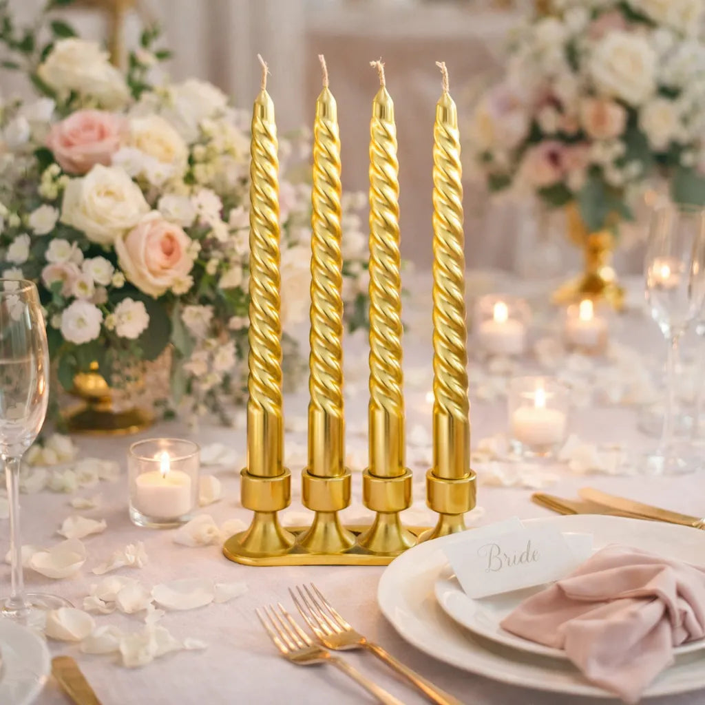 Bougies Dorées Torsadées Mariage