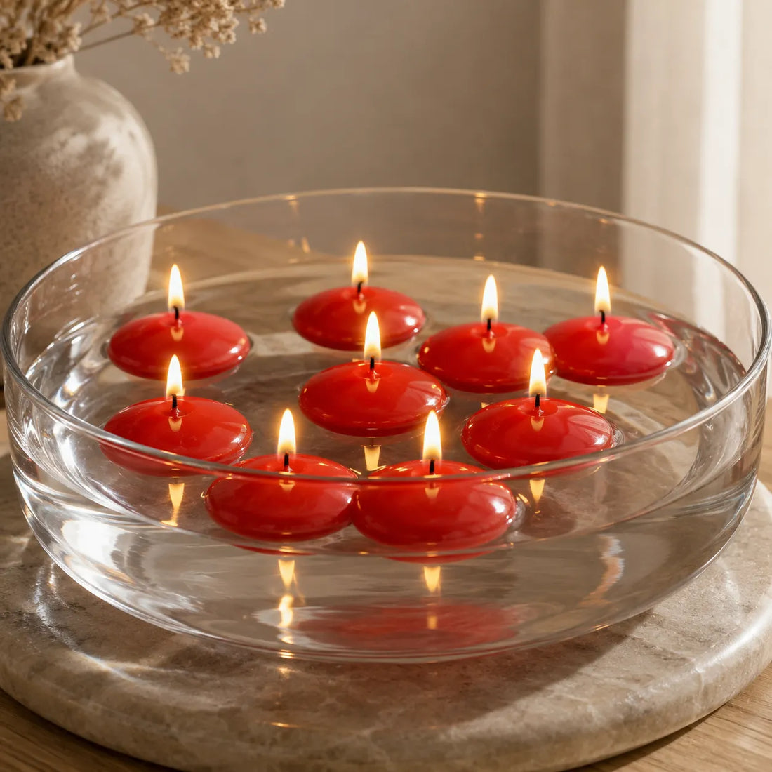 Bougies Flottantes Rouges Moderne