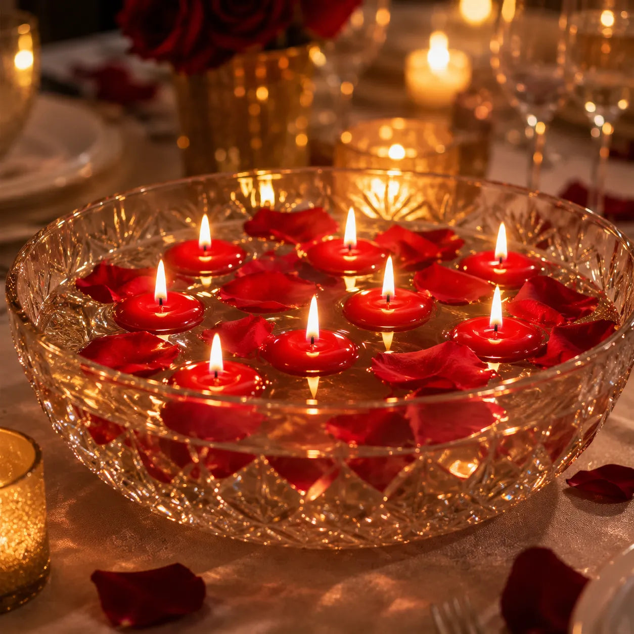 Bougies Flottantes Rouges Romantique