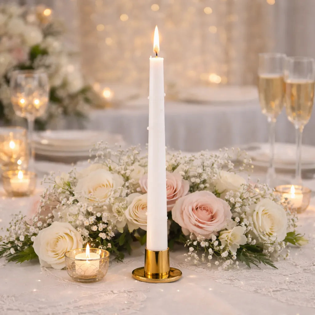 Bougies Mariage Blanches à Perles chic