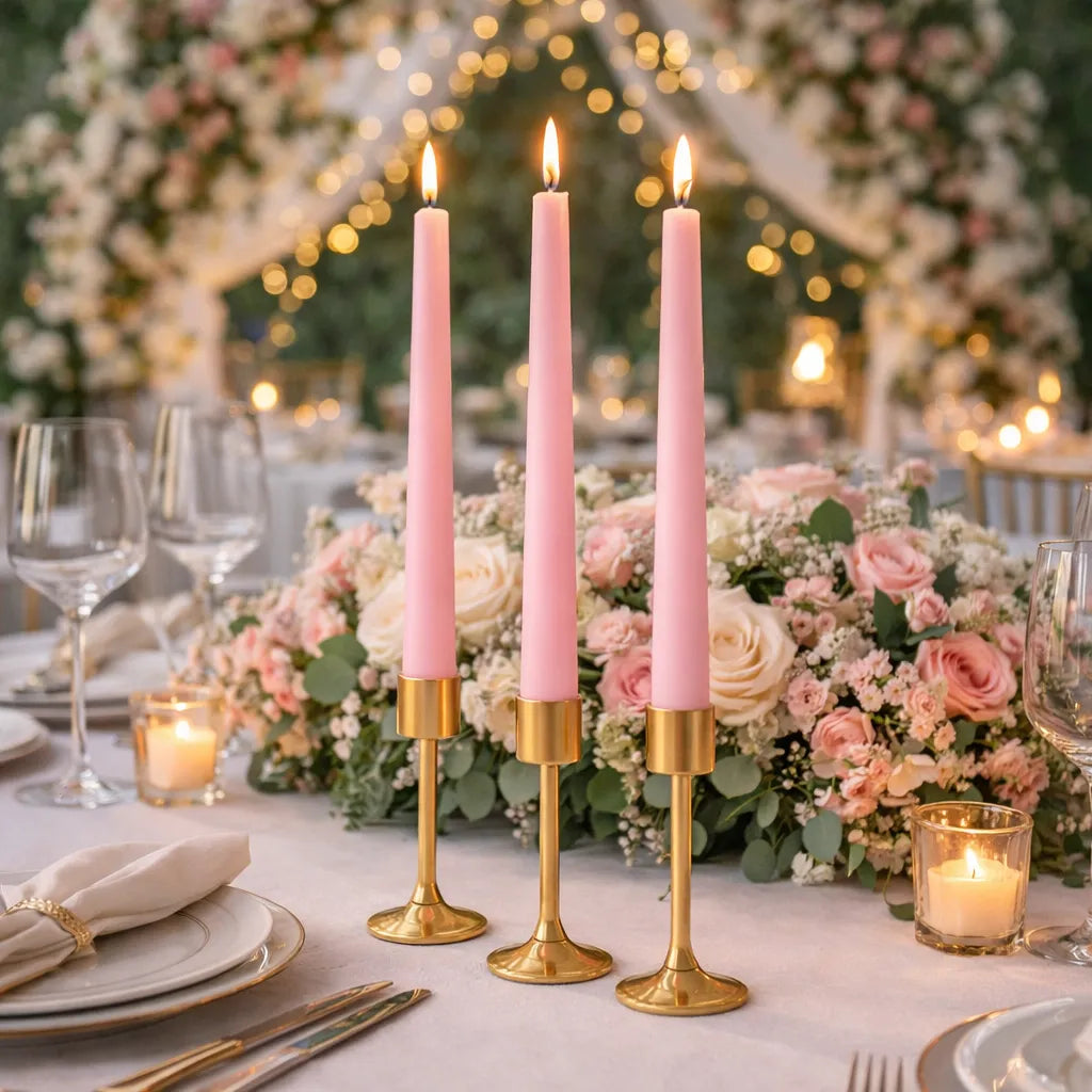 Bougies Mariage Coniques Roses