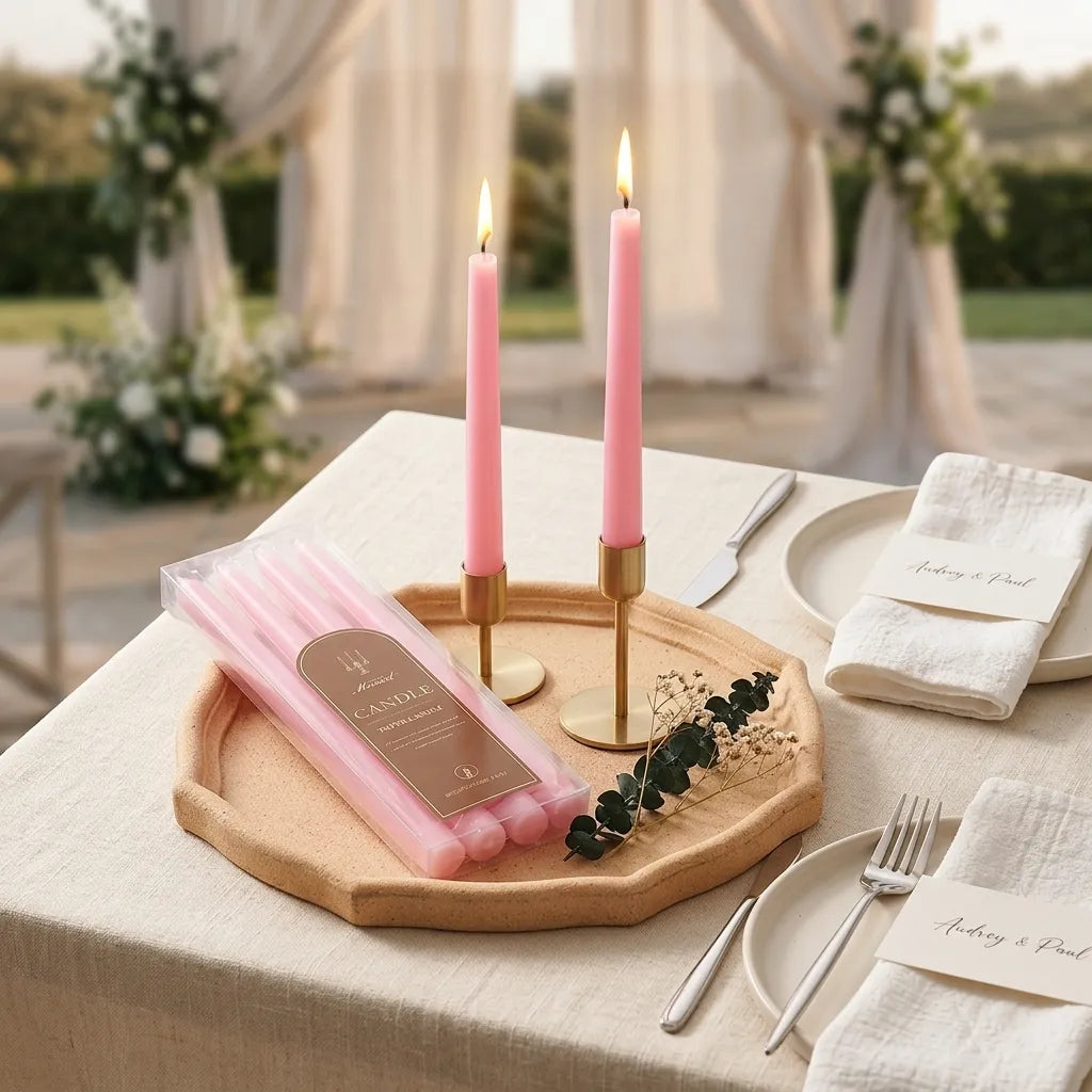 Bougies Mariage Coniques Roses Unique