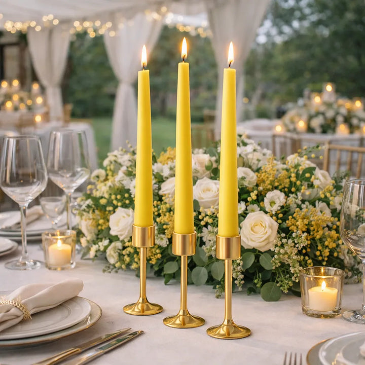 Bougies Mariage Jaune Coniques