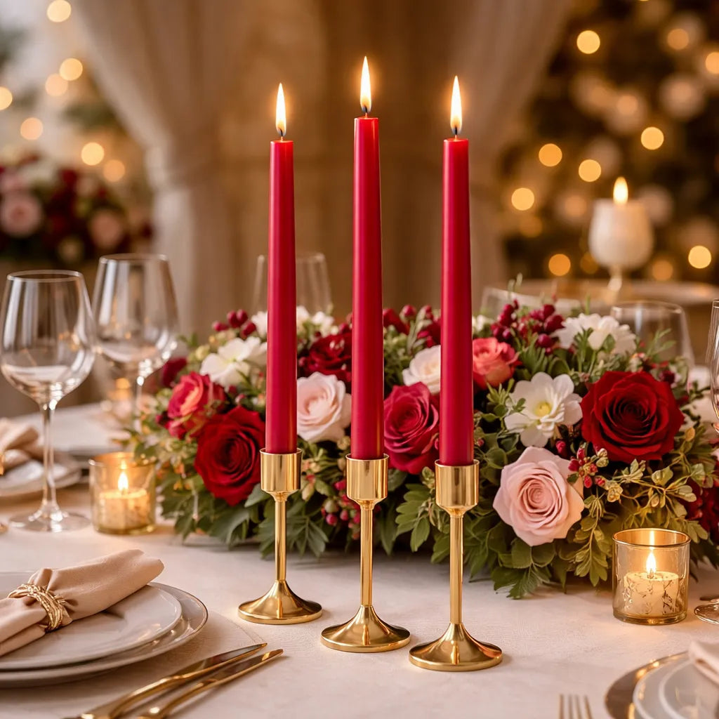 Bougies Mariage Longues Rouges