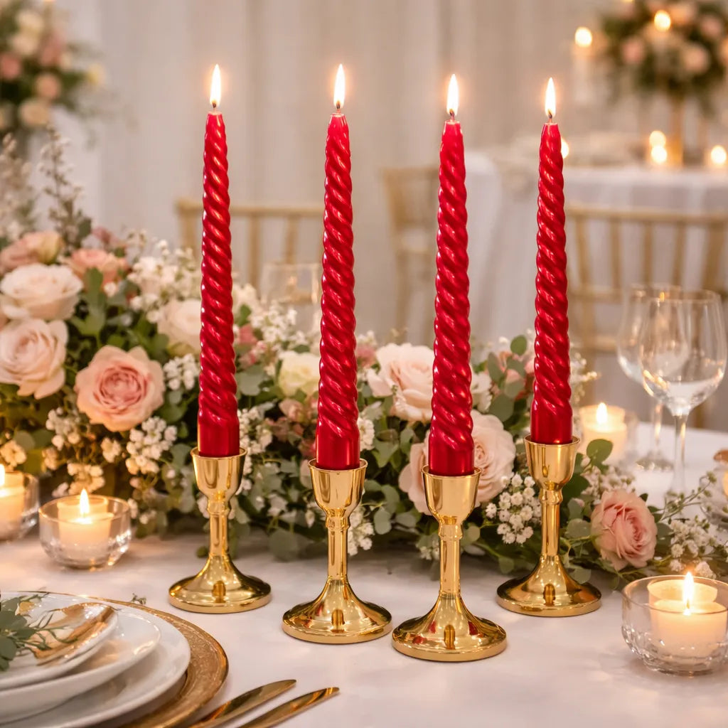 Bougies Mariage Torsadées Rouges