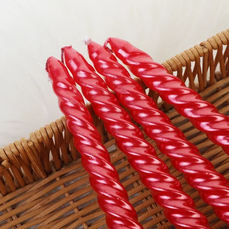 Bougies Mariage Torsadées Rouges Chic