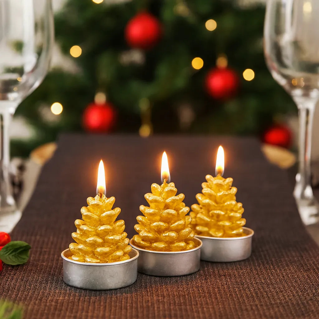 Bougies Noël Décoratives Pommes de Pin