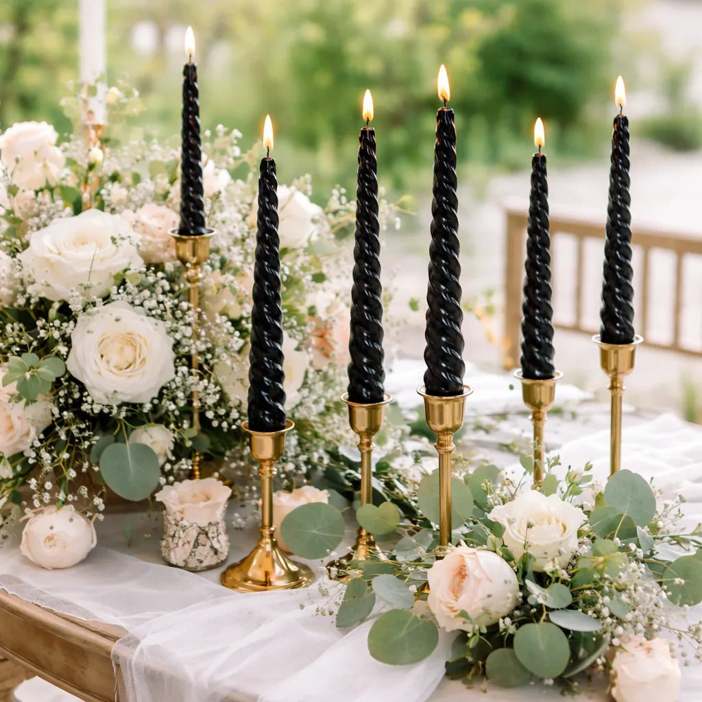 Bougies Noires Torsadées Mariage