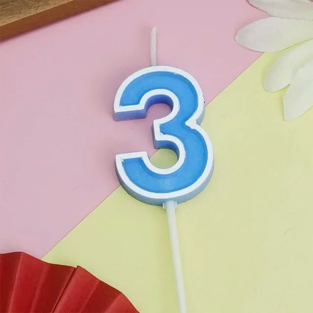 Bougies Numérique Bleu Trois