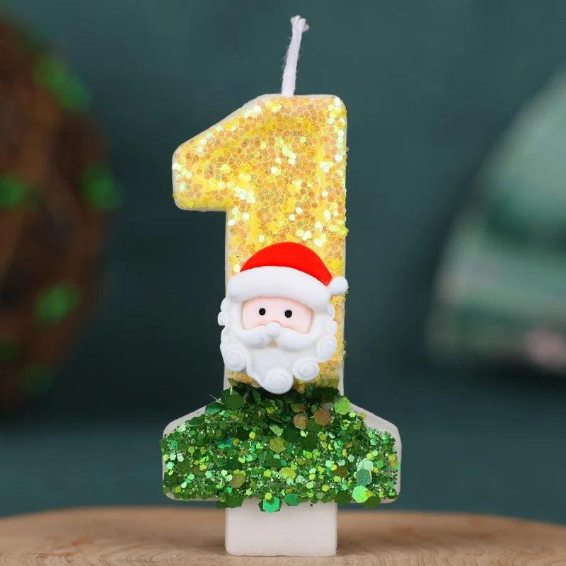 Bougies Numériques Motif Noël chiffre 1