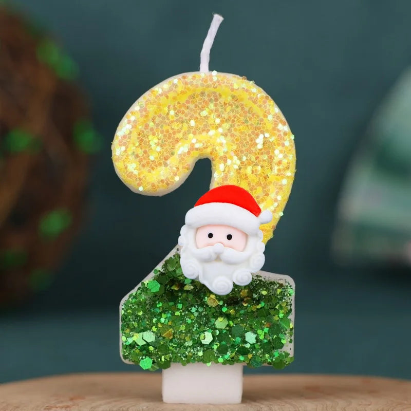 Bougies Numériques Motif Noël chiffre 2