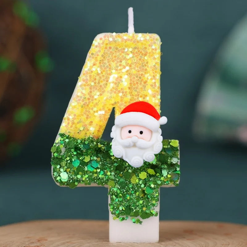 Bougies Numériques Motif Noël chiffre 4