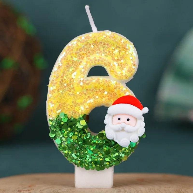 Bougies Numériques Motif Noël chiffre 6