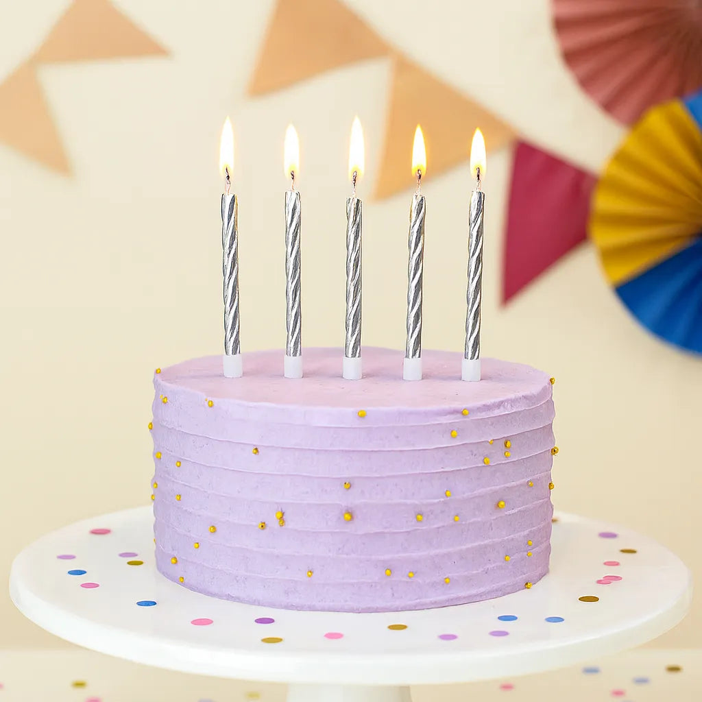 Bougies d’Anniversaire Argentées