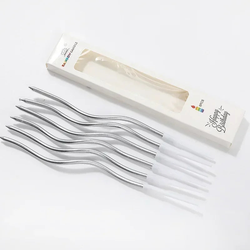 Bougies d’Anniversaire Spirales Argent 