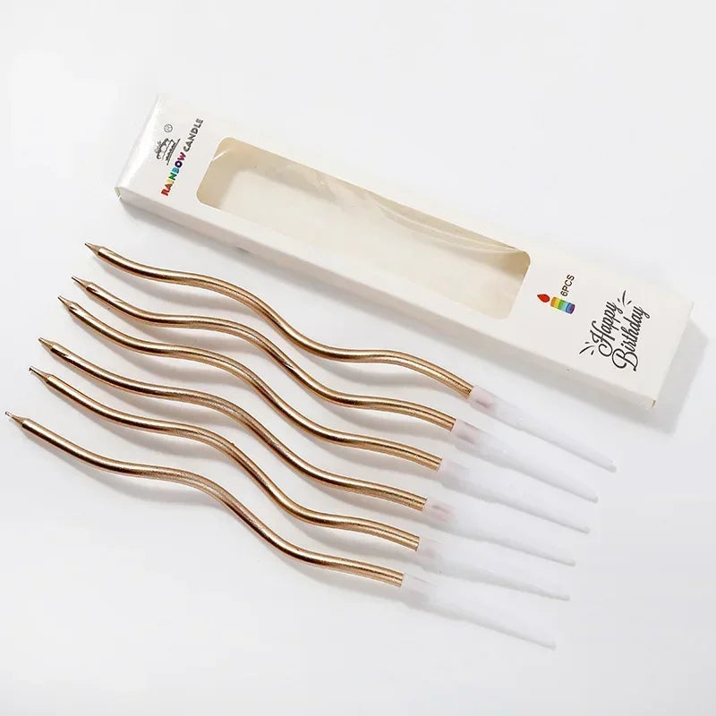 Bougies d’Anniversaire Spirales Or Or Champagne 