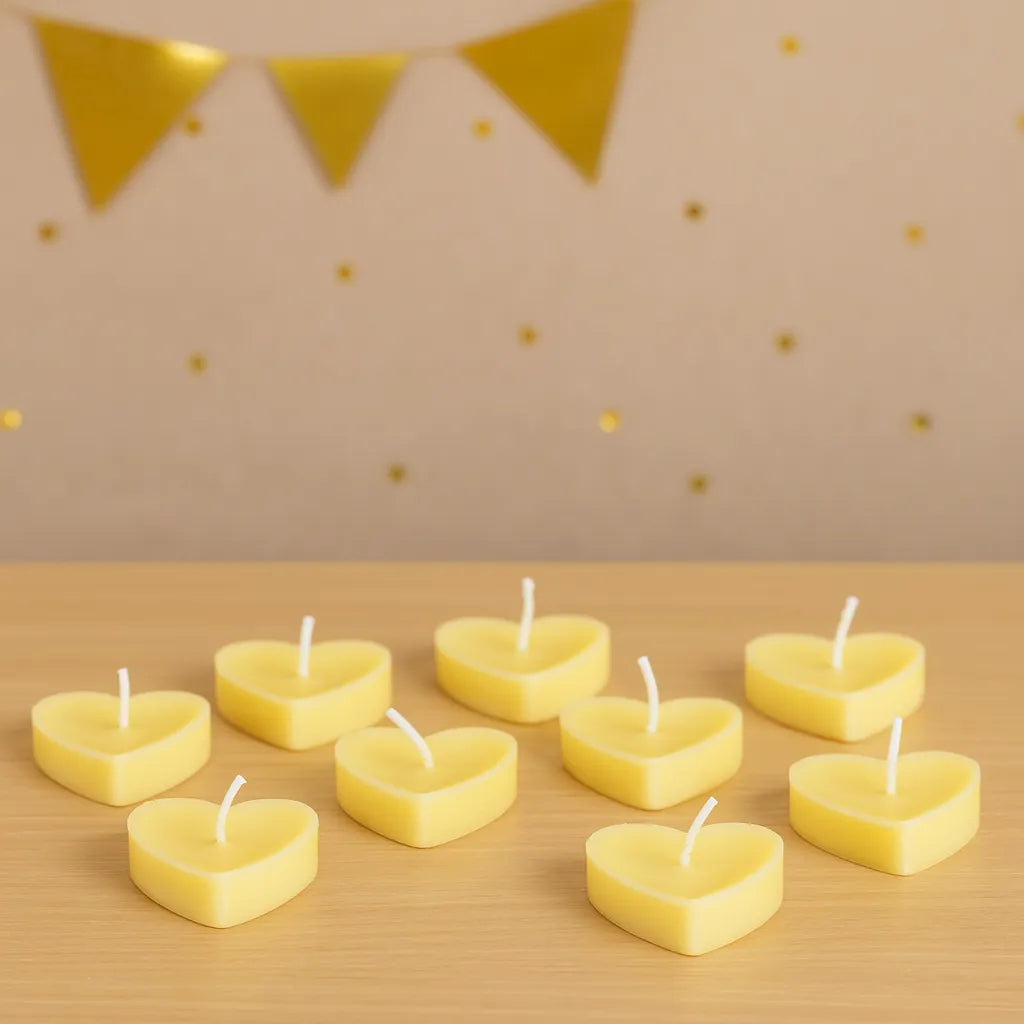 Bougies de Table Cœur Jaunes