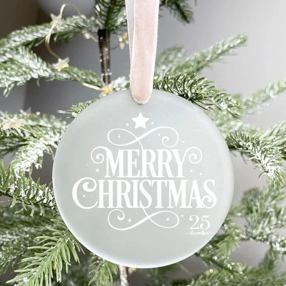 Boule Disque Noël Personnalisée en Acrylique Givré