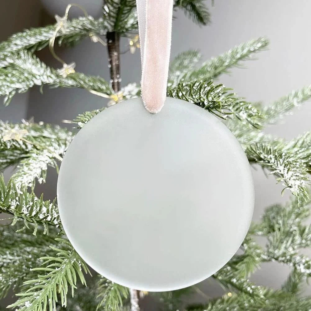 Boule Disque Noël Personnalisée en Acrylique Givré tendance