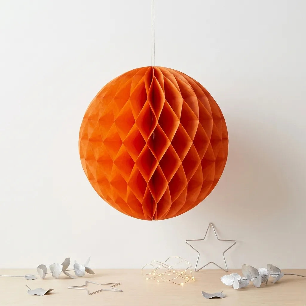 Boule Nid d’Abeille Orange Déco Unique