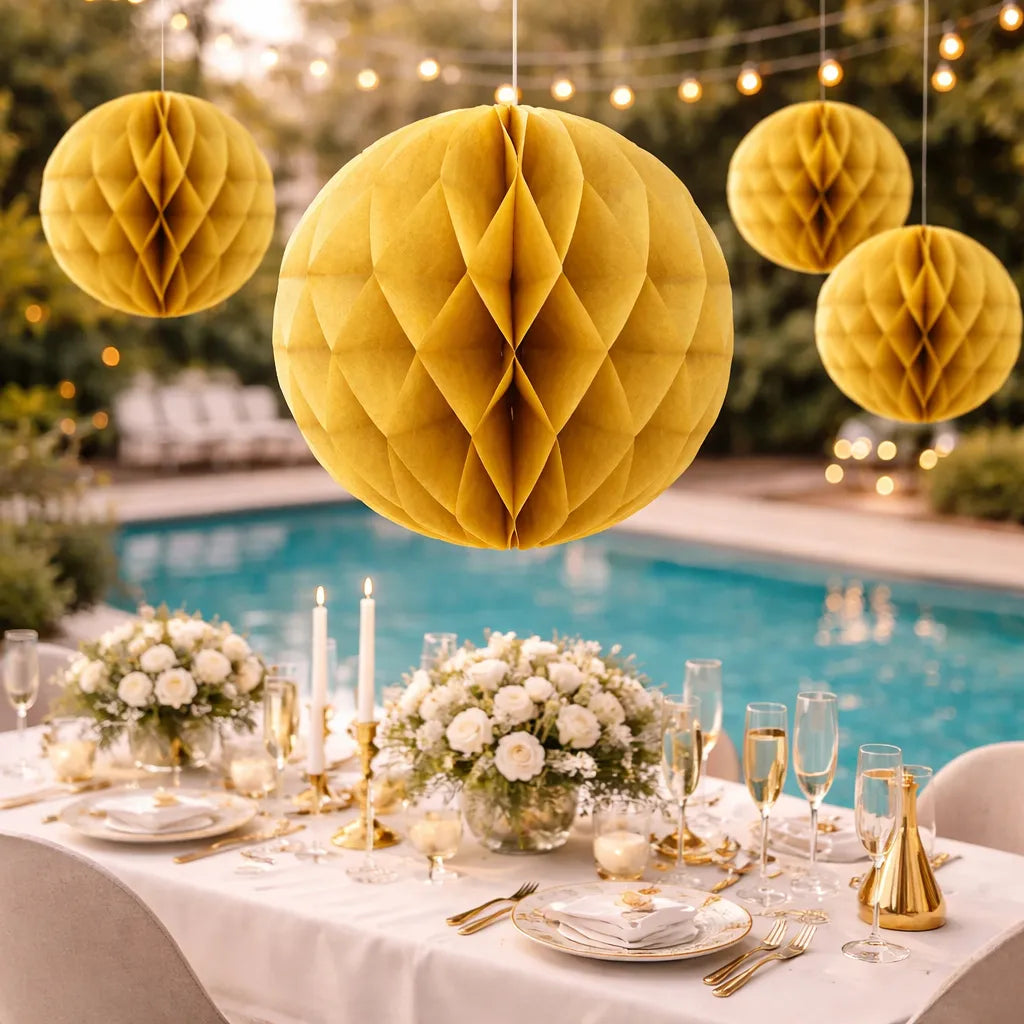 Boule Nid d’abeille Décorative Gold