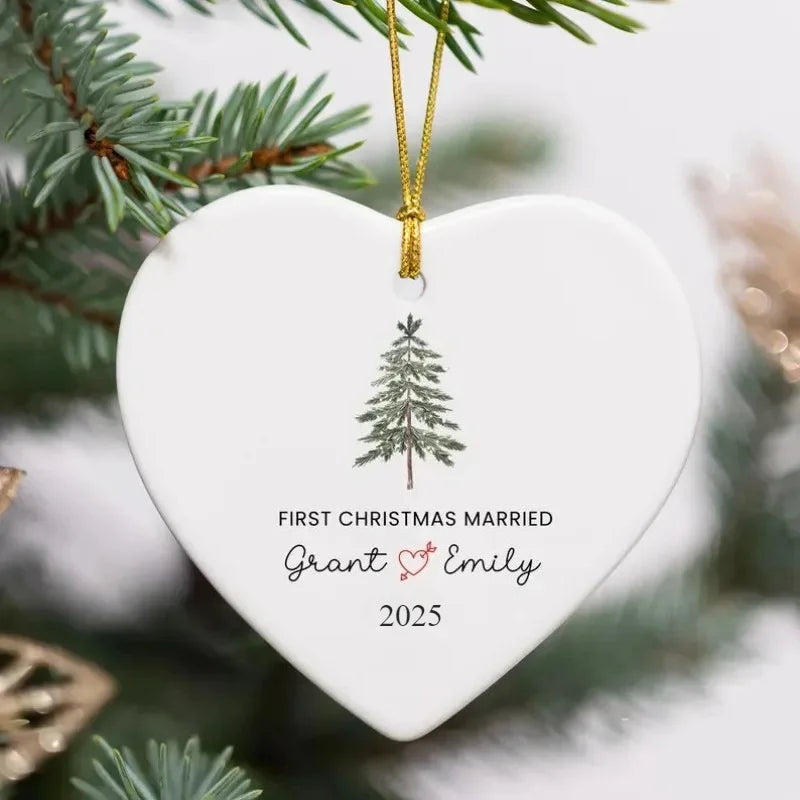 Boule Noël Cœur en Céramique à Personnaliser