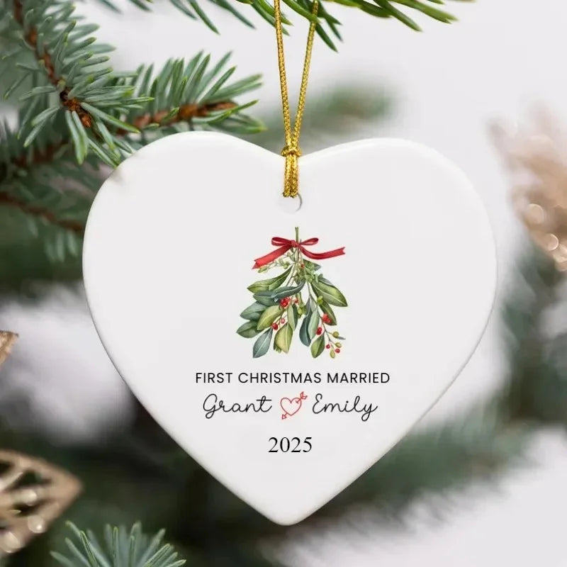 Boule Noël Cœur en Céramique à Personnaliser stylé