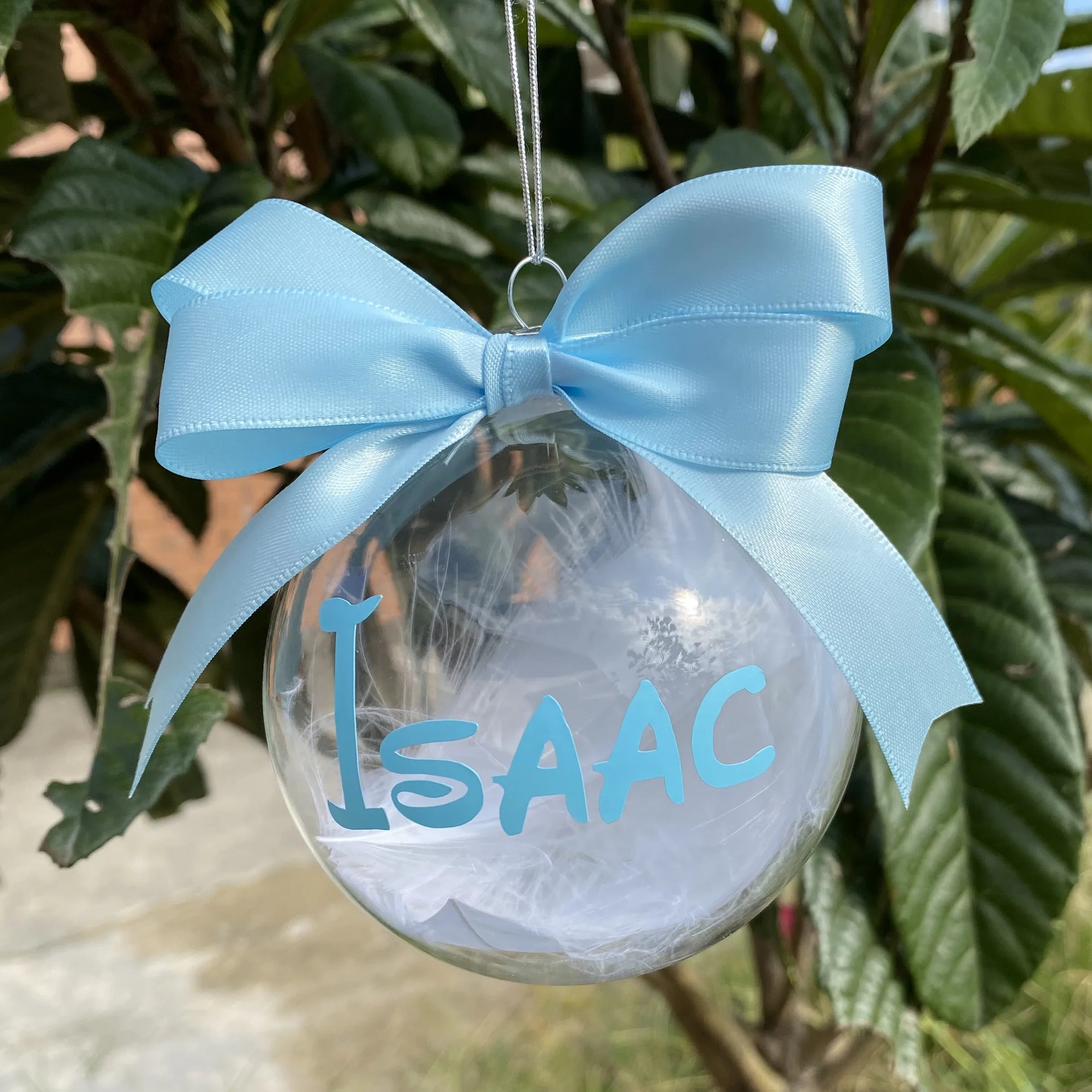 Boule Premier Noël Personnalisée Bleue stylé