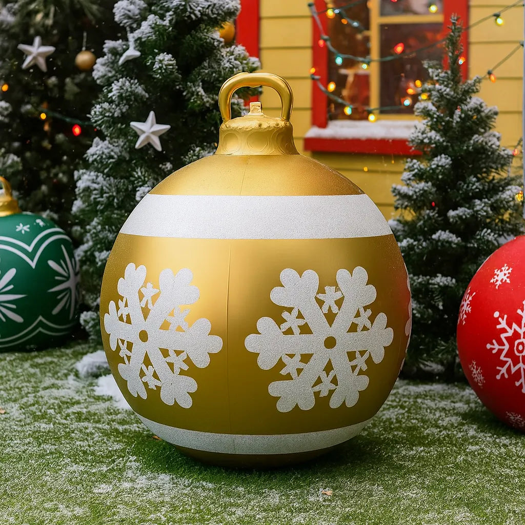 Boule de Noël Gonflable Géante Dorée chic