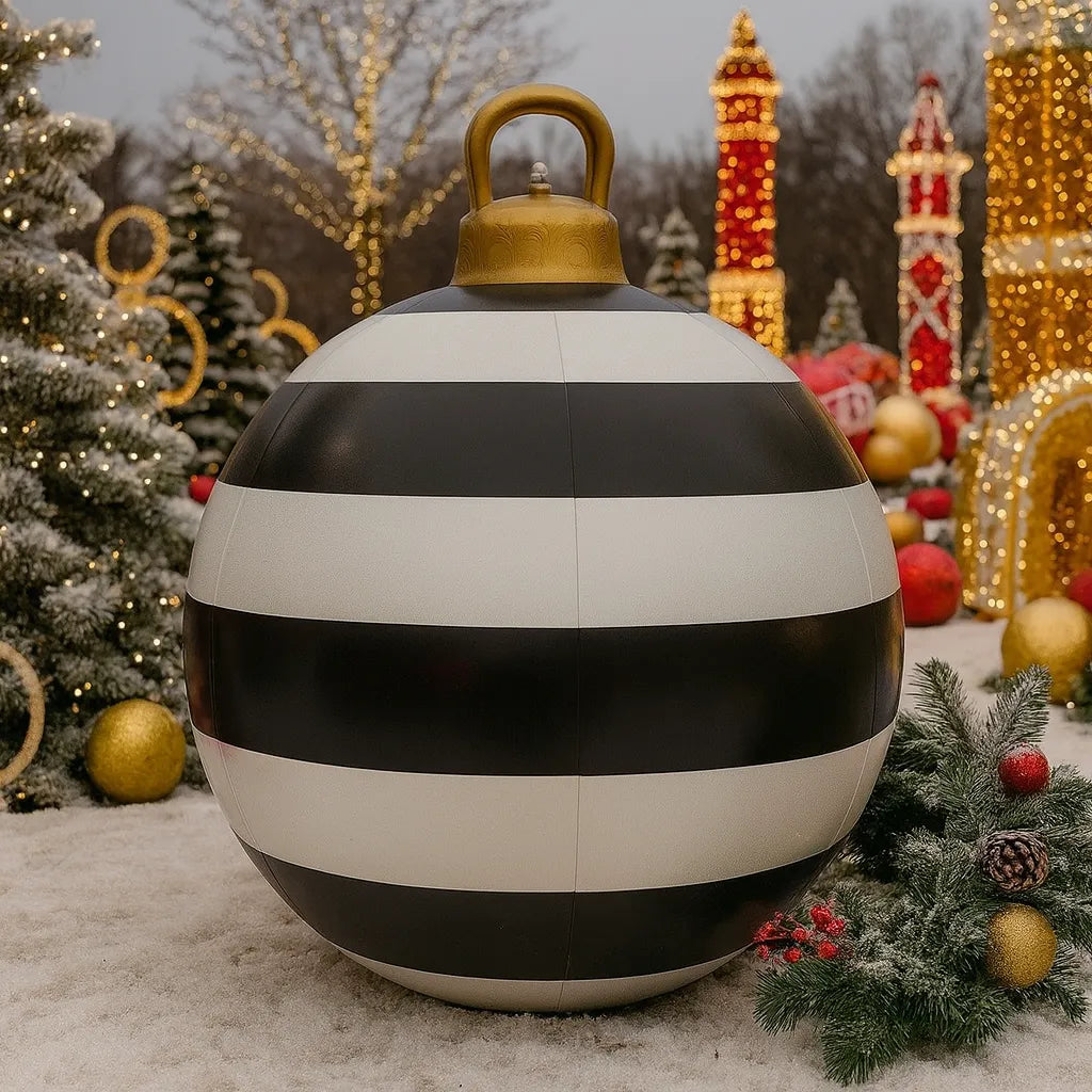 Boule de Noël Gonflable Noire et Blanche chic