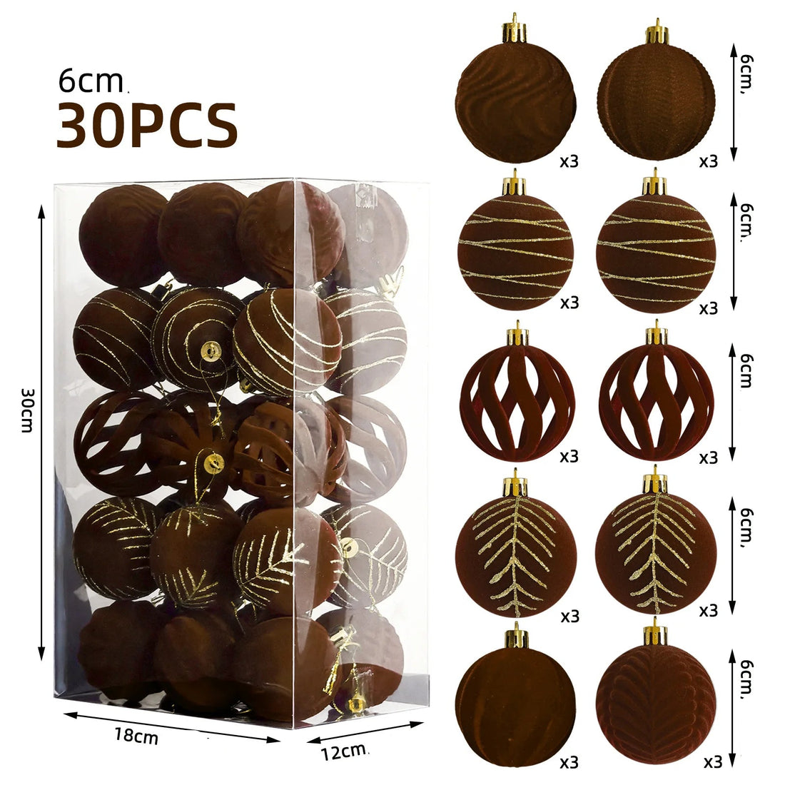 Boules Elégantes Marron Doré