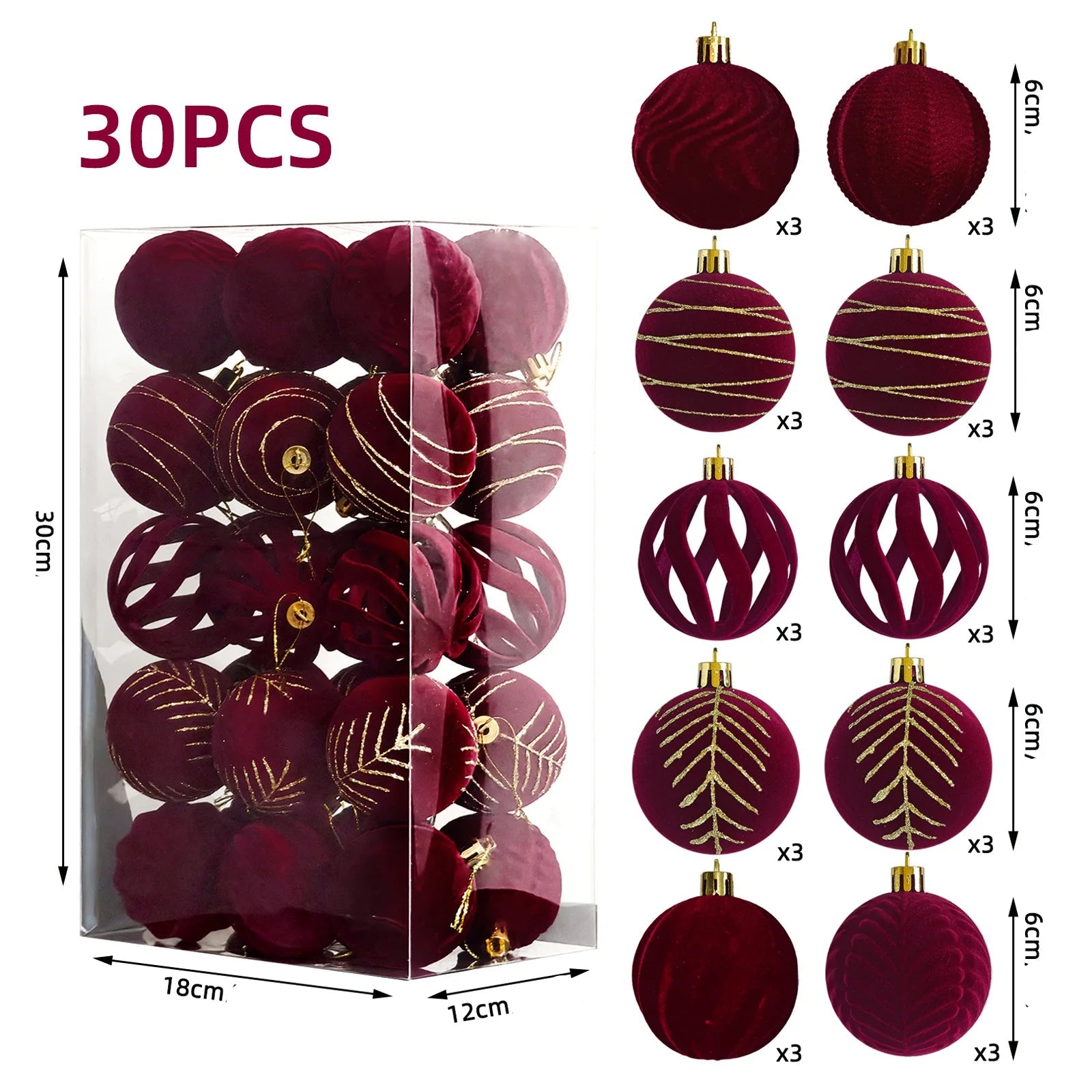 Boules Elégantes Rouges en Velours Pratiques