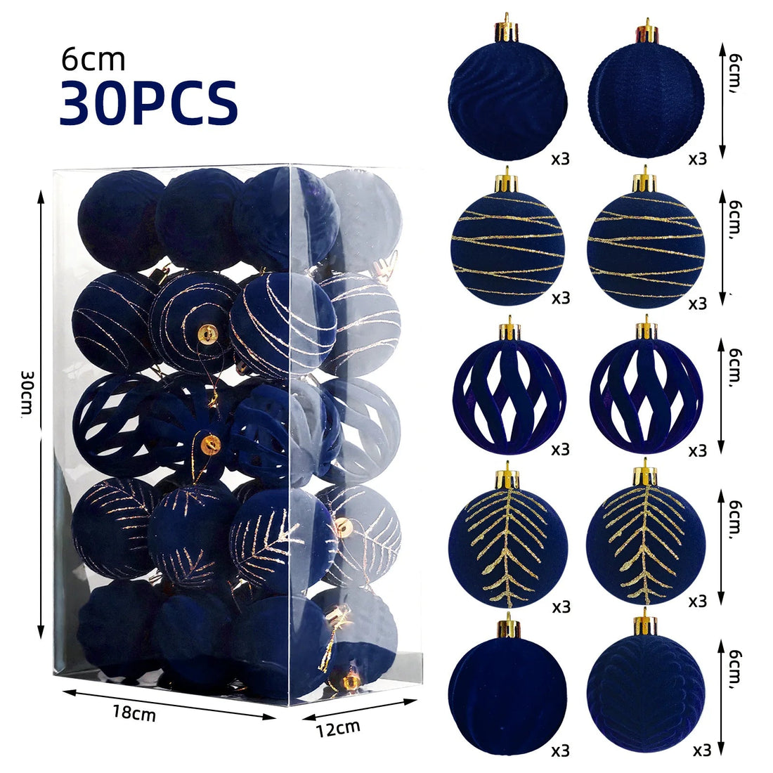 Boules Luxueuses Bleues en Velours Uniques