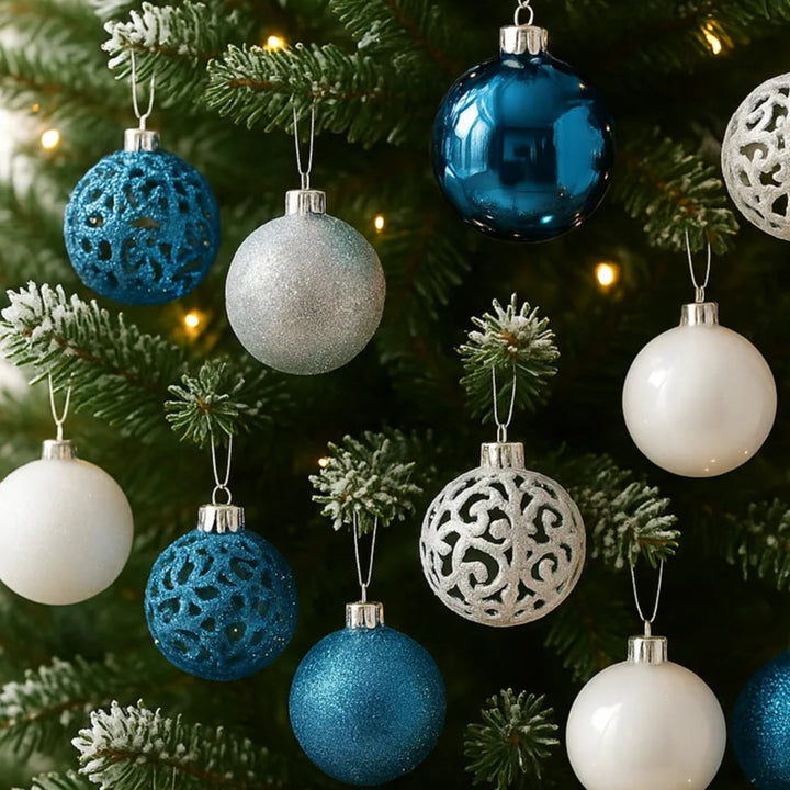 Boules de Noël Bleu et Blanc