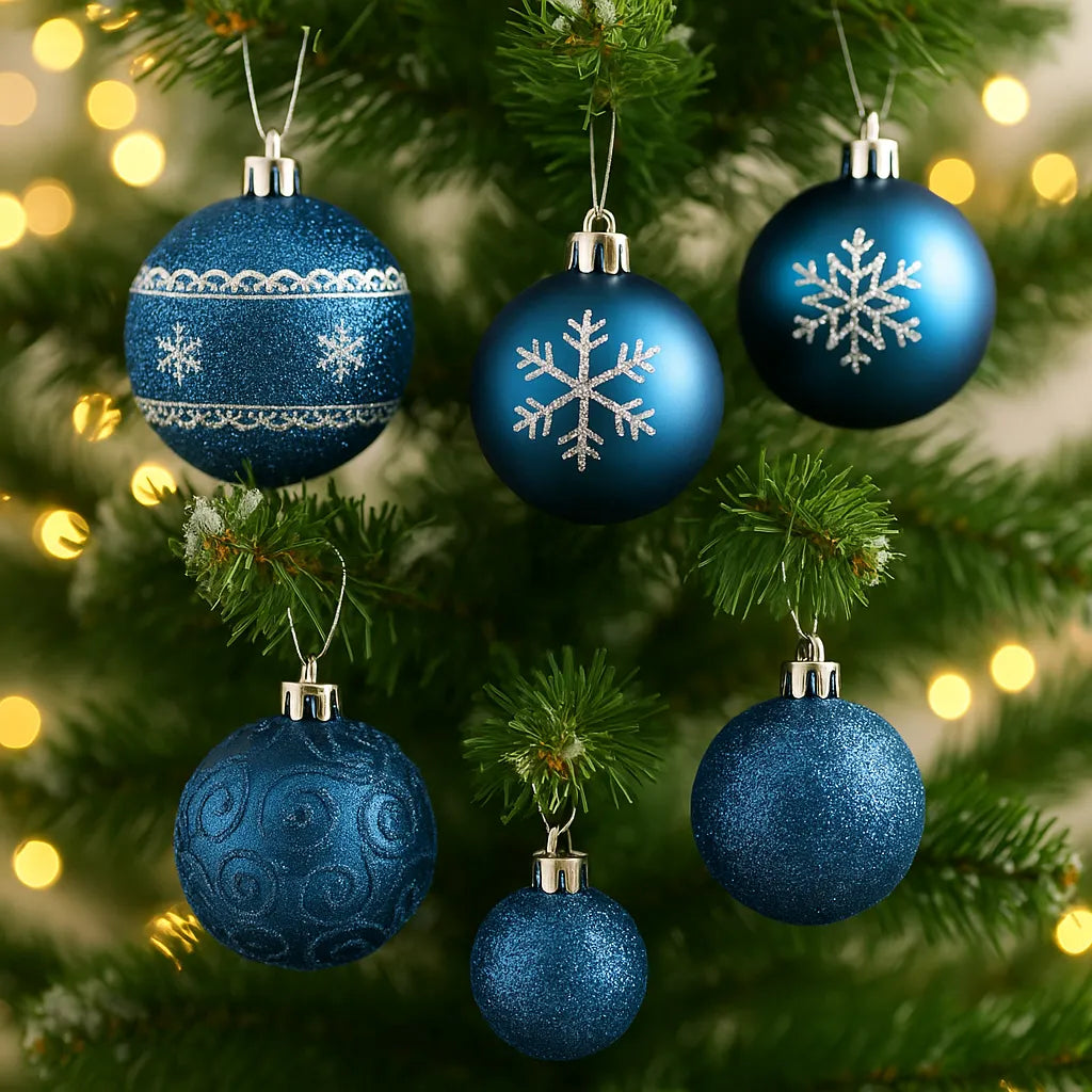 Boules de Noël Bleues Scintillantes
