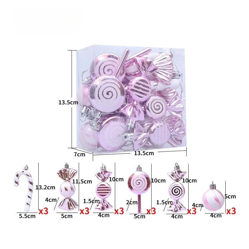 Boules de Noël Gourmandes Roses Kawai