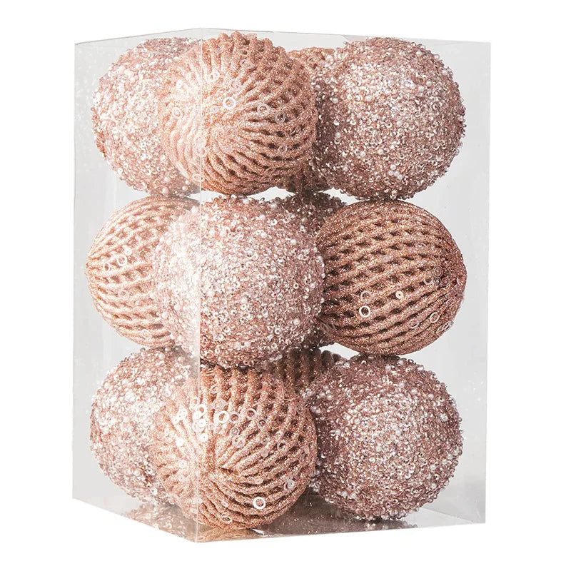 Boules de Noël Roses Originales à Sequins Kawai