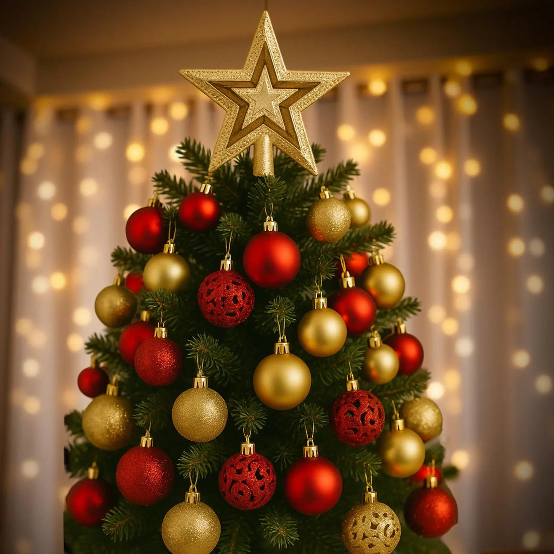 Boules de Noël Rouges et Dorées