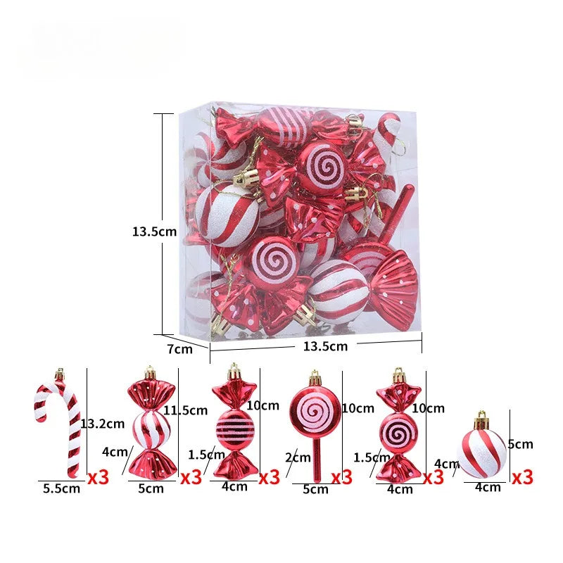Boules de Noël Sucreries Rouges Uniques