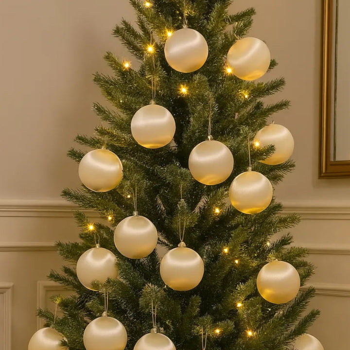 Boules de Noël en Velours Brillant Jaune Tendre