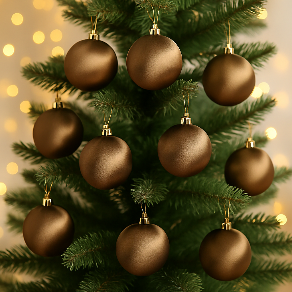 Boules de Noël en Velours Brillant Marron