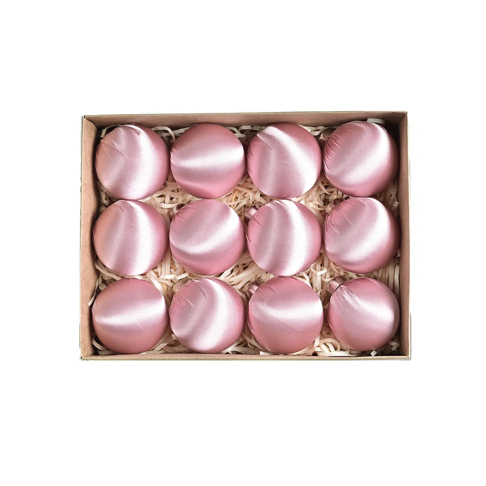 Boules de Noël en Velours Brillant Rose Design