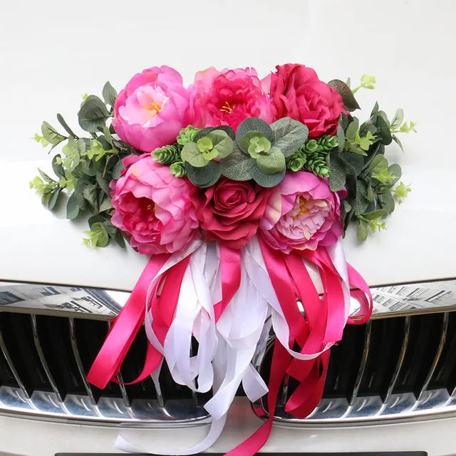 Bouquet de Fleurs Fuchsia Voiture Mariage chic