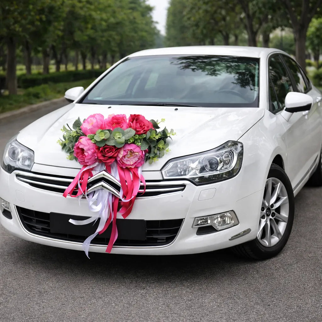 Bouquet de Fleurs Fuchsia Voiture Mariage sublime