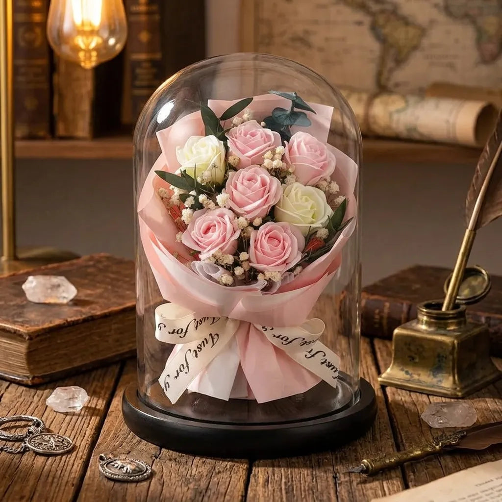 Bouquet de Fleurs en Verre Chic