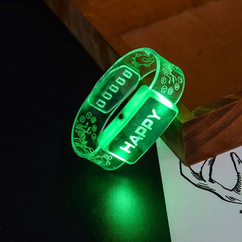 Bracelet Festif Lumineux Happy Vert Design