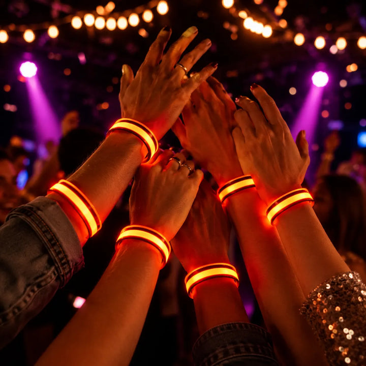 Bracelet Festif Orange Réfléchissant à Piles