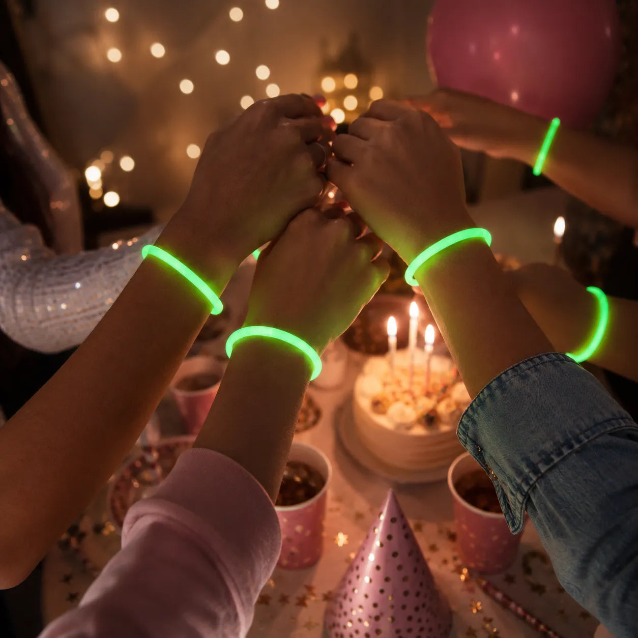 Bracelet Festif en Silicone Vert Fluorescent