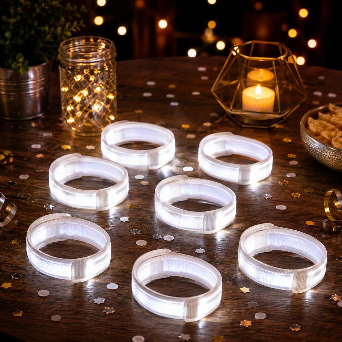 Bracelet Lumineux Blancs de Fête Design